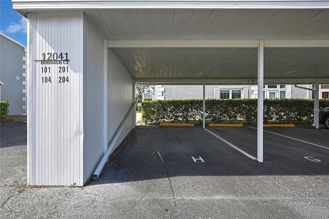 view of covered parking lot