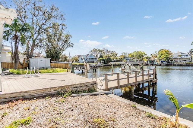 view of dock featuring a water view