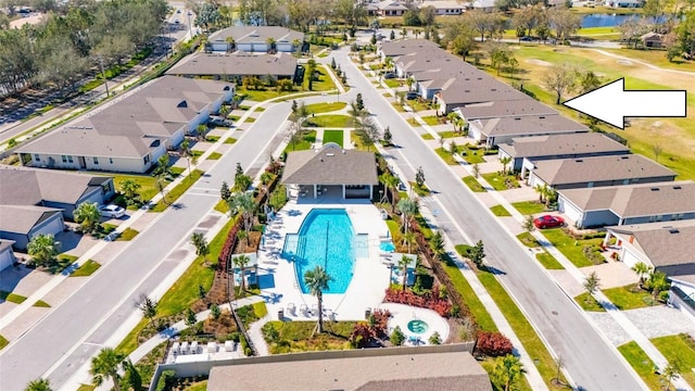 drone / aerial view with a residential view