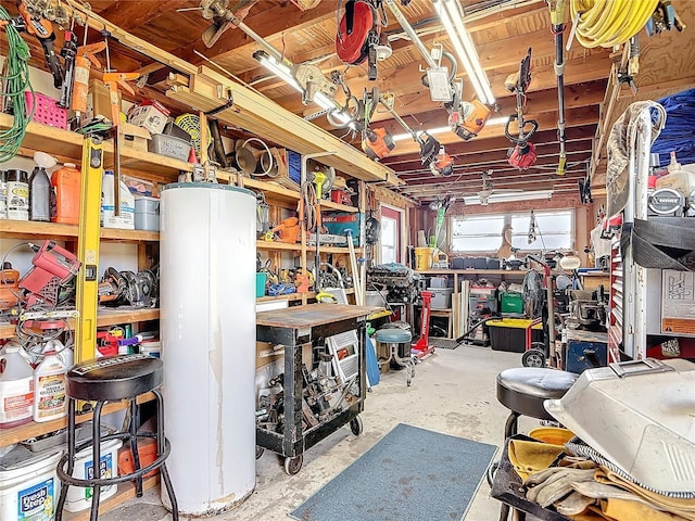 storage with a garage and water heater