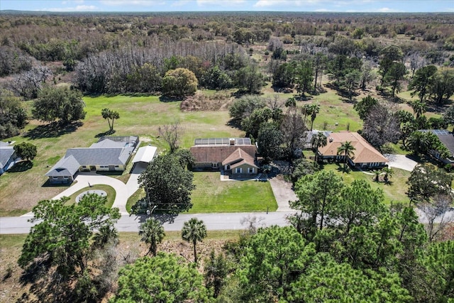 aerial view featuring a forest view