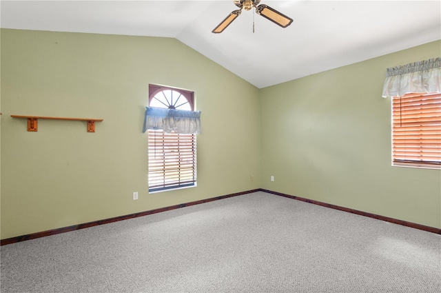 130 80th Ave NE, Saint Petersburg, FL 33702 - unfurnished room with carpet floors, baseboards, a ceiling fan, and lofted ceiling