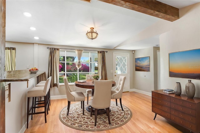 19531 Deer Lake Rd, Lutz, FL 33548 - dining area featuring light wood-type flooring, baseboards, and recessed lighting