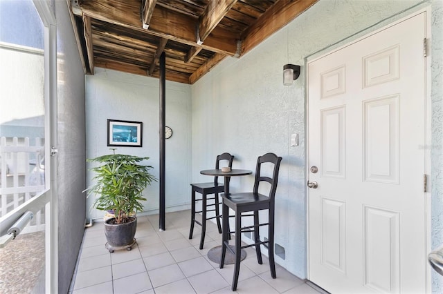 interior space with wooden ceiling