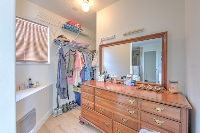 spacious closet featuring visible vents and light wood finished floors