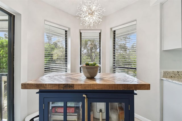 dining room with a chandelier