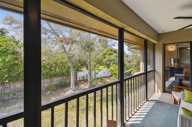 view of unfurnished sunroom