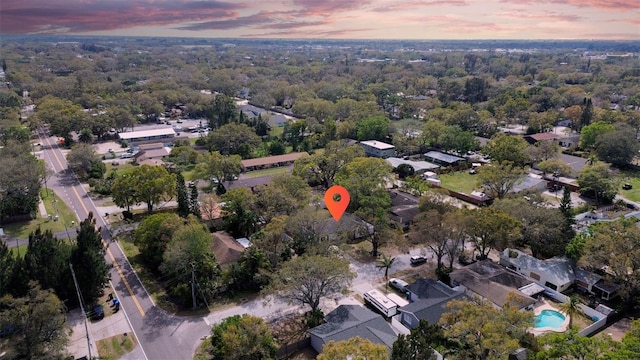 view of aerial view at dusk