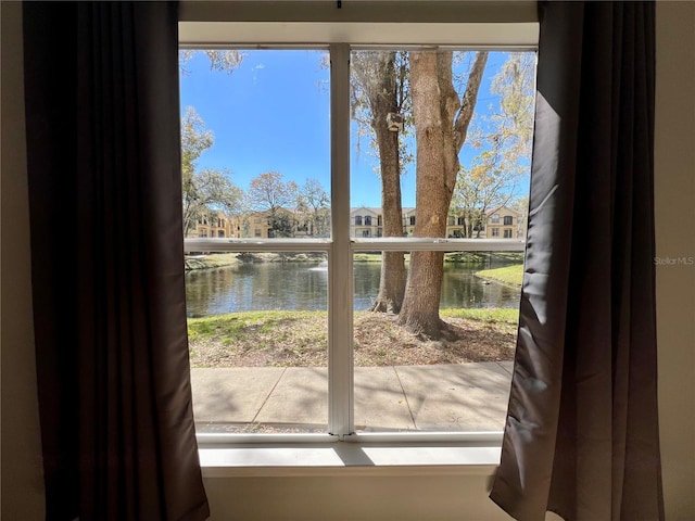 doorway to outside featuring a water view and plenty of natural light