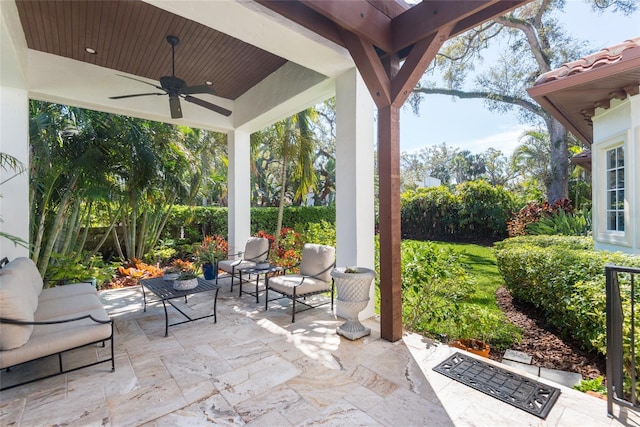 view of patio with a ceiling fan