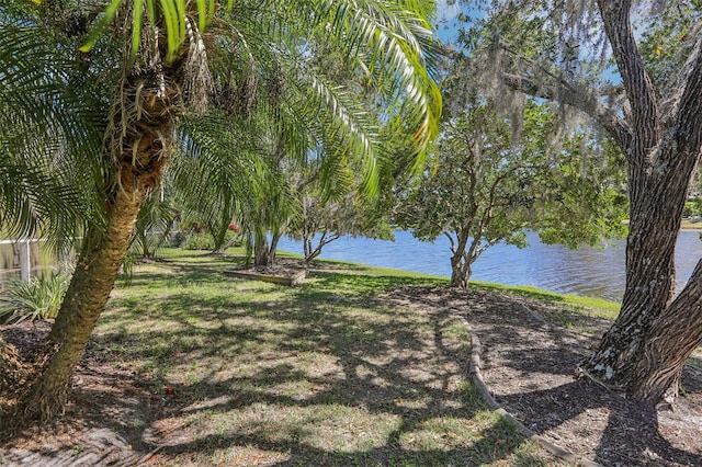 view of yard featuring a water view