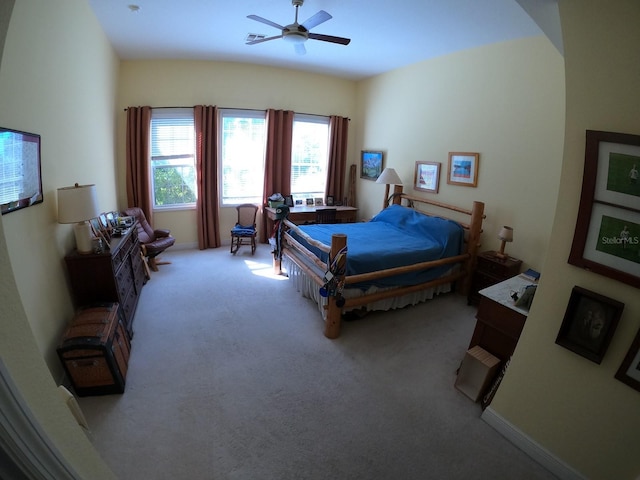 bedroom with carpet and ceiling fan