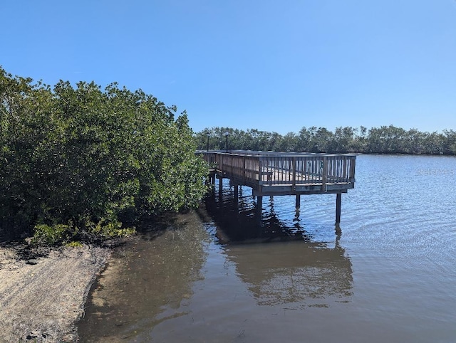 view of dock featuring a water view