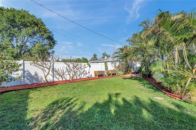 view of yard featuring a fenced backyard