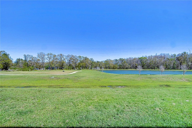 view of home's community with a yard and a water view