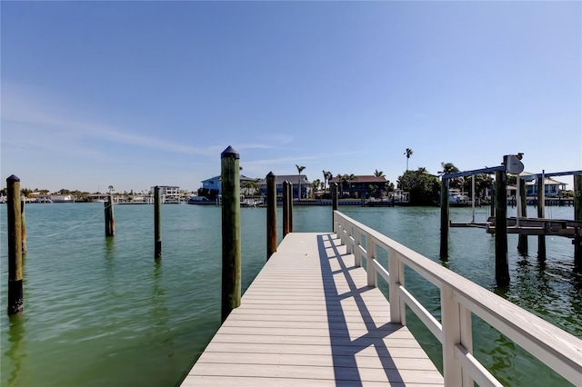view of dock featuring a water view