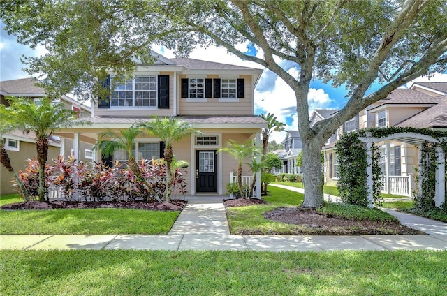 view of front facade featuring a front yard