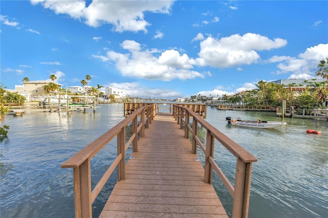 view of dock featuring a water view