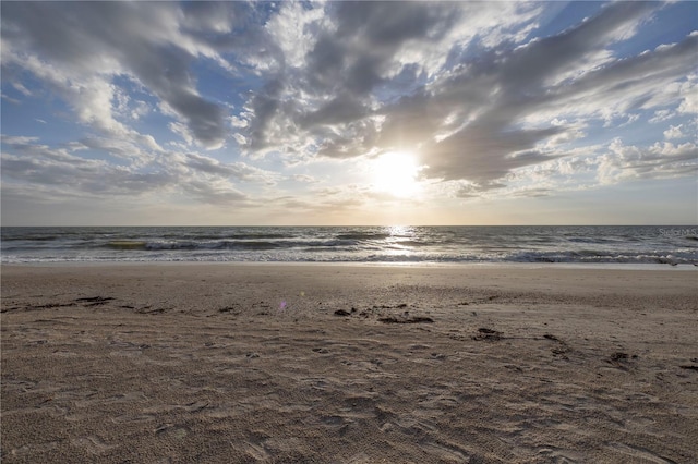 property view of water featuring a view of the beach