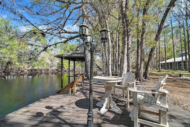 dock area featuring a water view