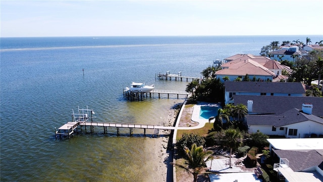 bird's eye view featuring a water view