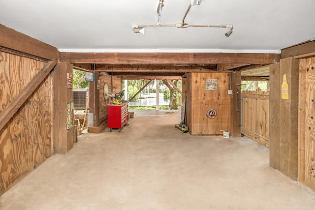 interior space with wooden walls