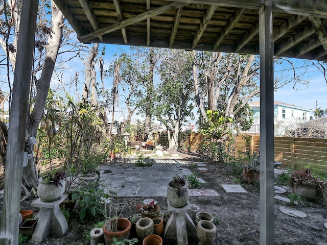 view of yard with a patio area and a fenced backyard