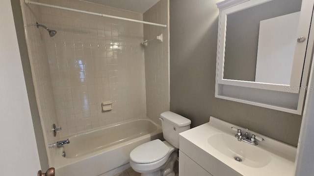 full bathroom featuring shower / bathing tub combination, vanity, and toilet