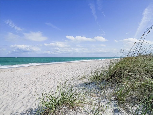 property view of water with a beach view