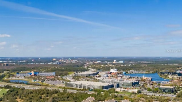 aerial view with a water view and a city view