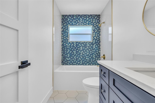 1842 Oklahoma Ave NE, Saint Petersburg, FL 33703 - full bath with tile patterned floors, toilet, vanity, and shower / bath combination