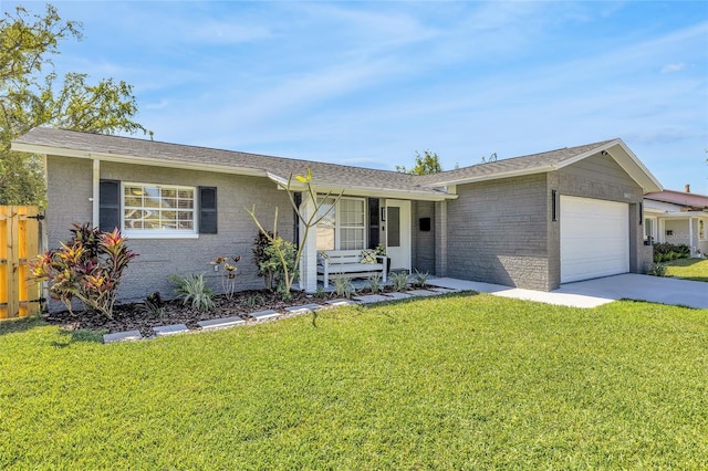 1842 Oklahoma Ave NE, Saint Petersburg, FL 33703 - ranch-style house featuring a garage, covered porch, driveway, and brick siding