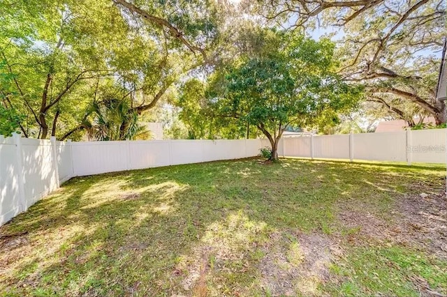 view of yard featuring a fenced backyard