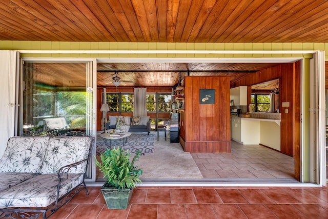 interior space with an outdoor kitchen