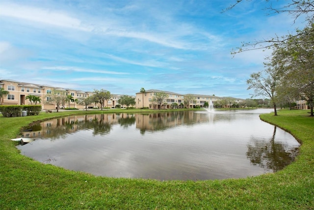 view of water feature with a residential view