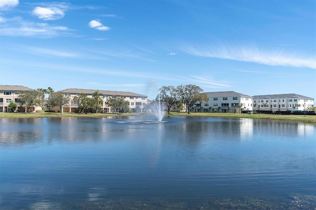 view of water feature with a residential view