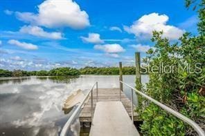 dock area featuring a water view