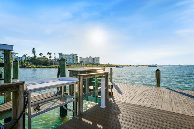 dock area featuring a water view