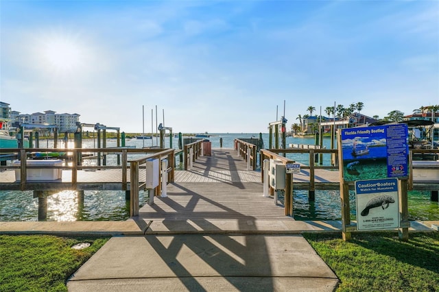 view of dock featuring a water view