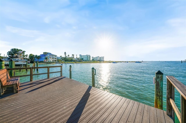 view of dock featuring a water view