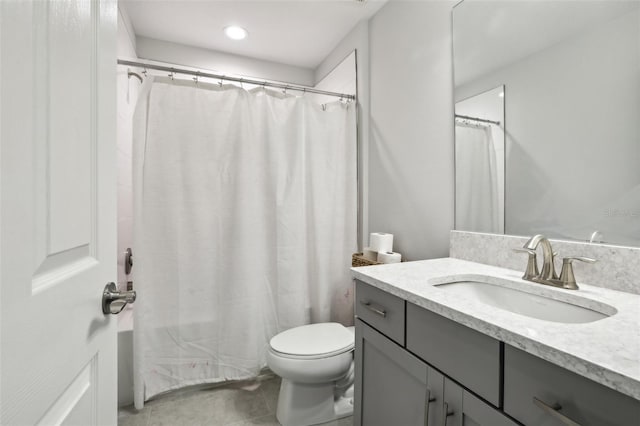 13176 Twin Bridges Dr, Riverview, FL 33579 - full bath with vanity, toilet, and tile patterned floors