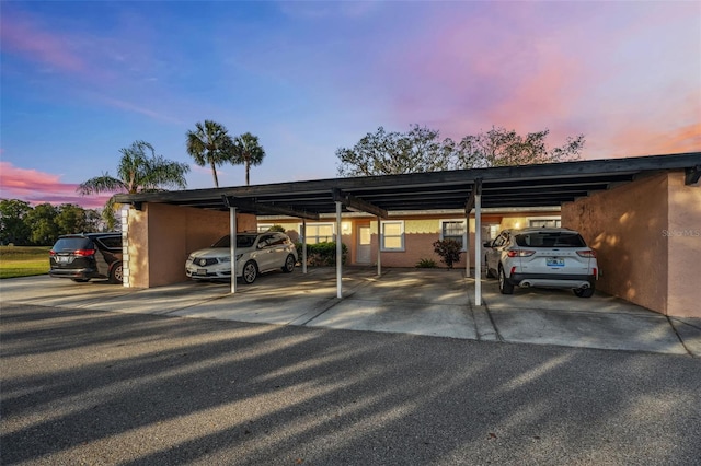 view of covered parking lot