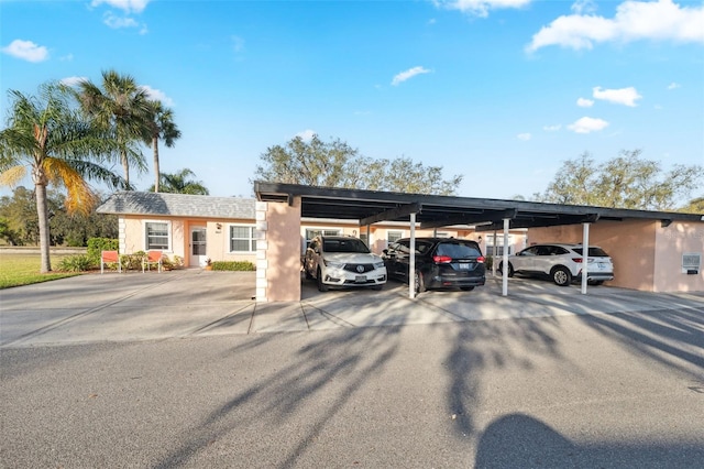 view of covered parking lot