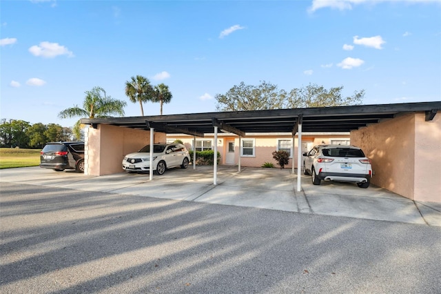 view of covered parking lot