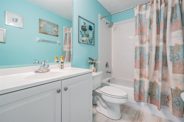 29312 Marker Loop, San Antonio, FL 33576 - full bathroom featuring toilet, vanity, and shower / bath combo with shower curtain