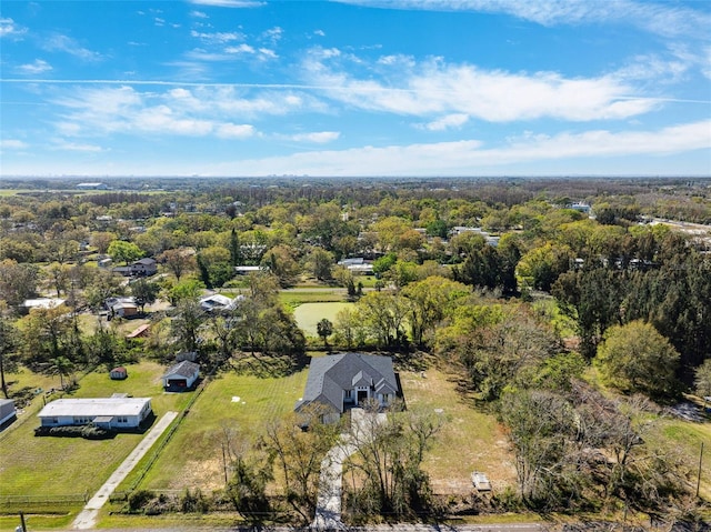 aerial view featuring a forest view