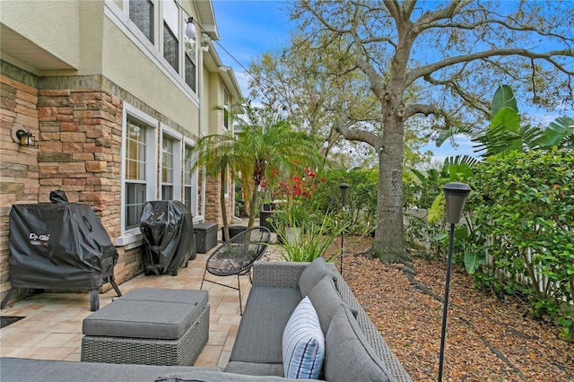 view of patio / terrace featuring a grill