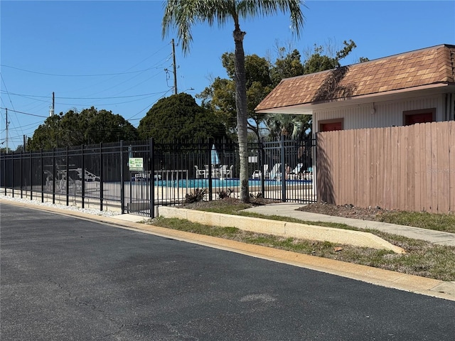 community pool with fence