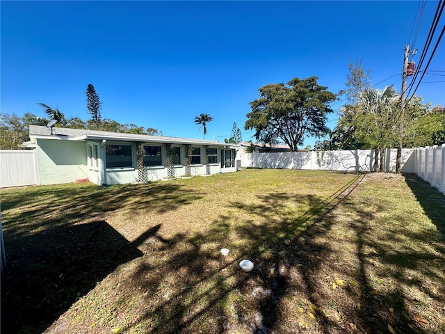 view of yard featuring a fenced backyard