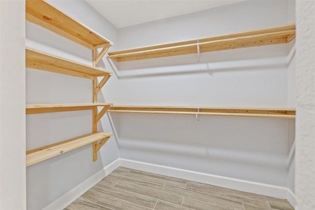 walk in closet featuring wood finish floors